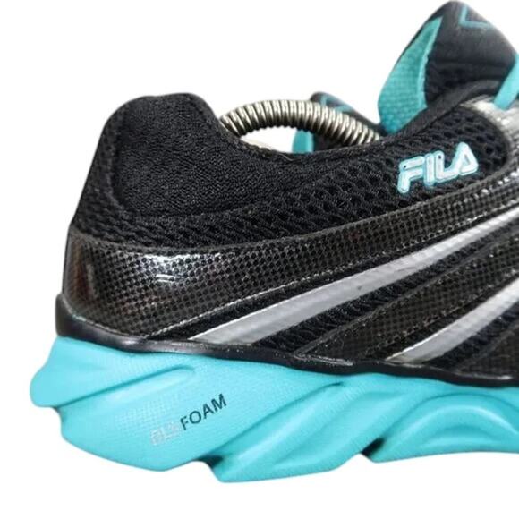 Fila Shoes Womens 10 Athletic Trainers Running Foam Cool Max Black Blue Comfort - Picture 13 of 14